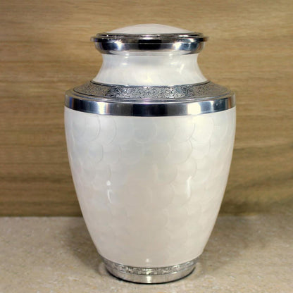 Elegant White Enamel Urn | Aluminum Pot-0