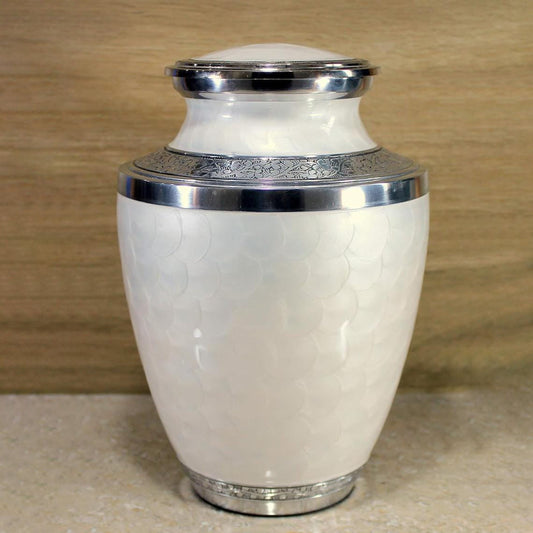 Elegant White Enamel Urn | Aluminum Pot-0