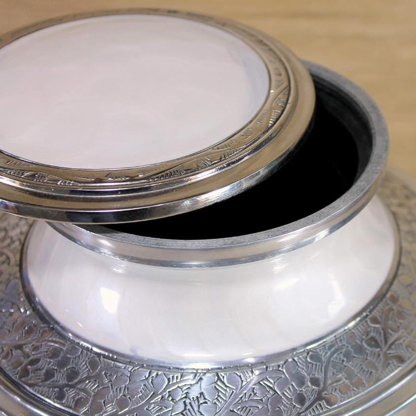 Elegant White Enamel Urn | Aluminum Pot-1